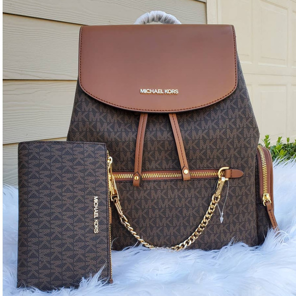 New 🎀 Michael Kors Backpack LG Chain & Wallet Set - Picture 1 of 14